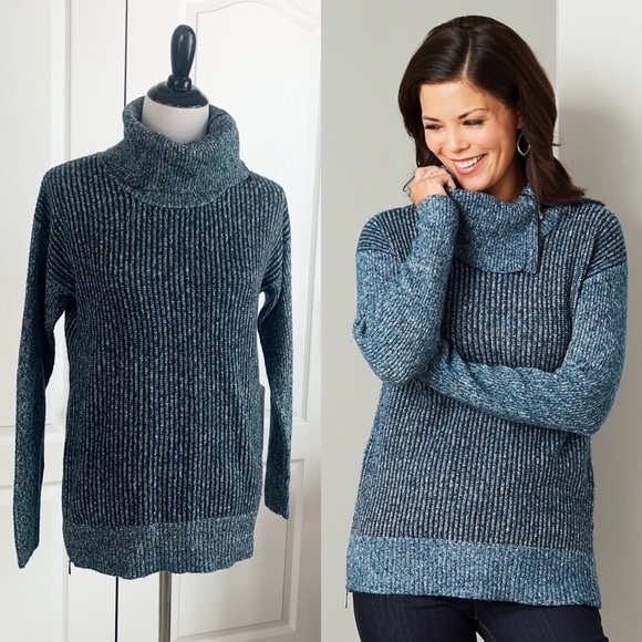 Stitch Fix Leo & Nicole Tamra Cowl Neck Zipper Cotton Blend Pullover Sweater - Picture 1 of 12